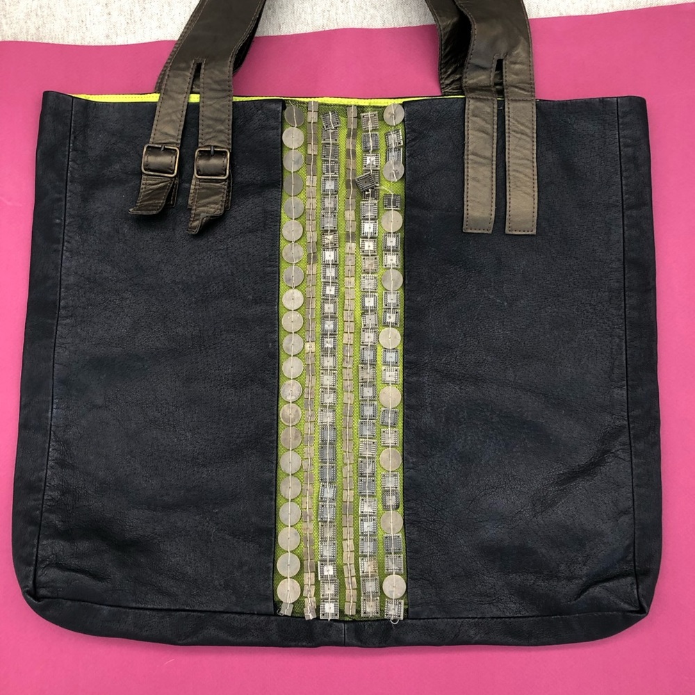 NWT Leather sequin bag